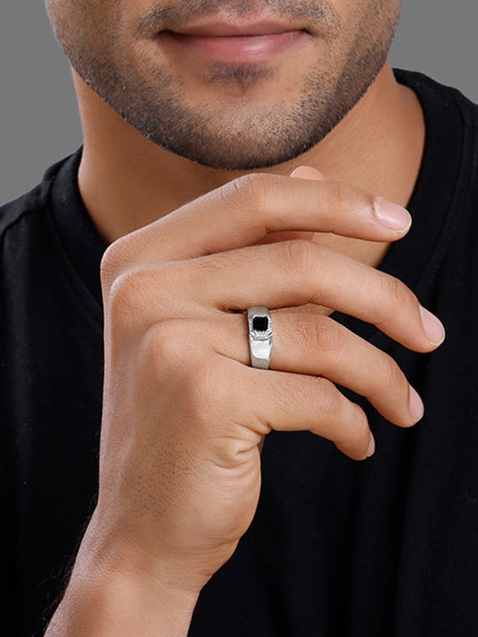 Silver Asphalt Ring For Him