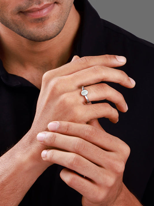 Silver Oval Moonstone Ring For Him