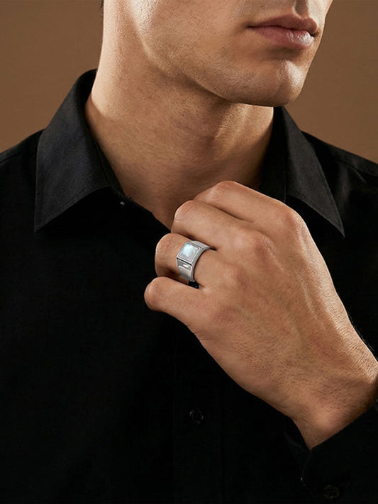 Silver Trend Moonstone Ring For Him