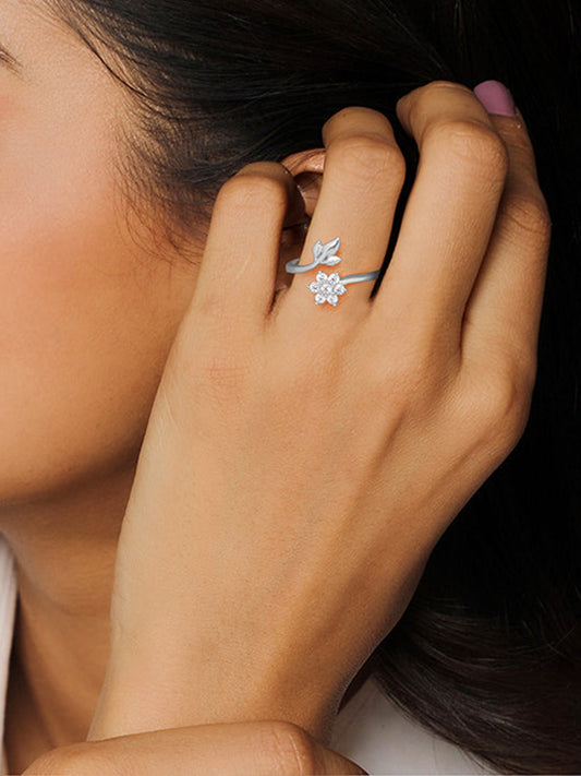 Silver Flower Girl Ring