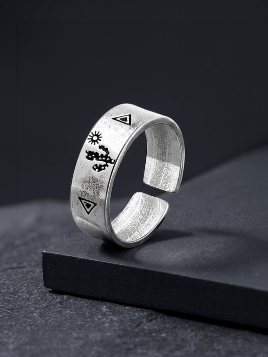 Aditya Roy Kapur Oxidised Silver Archaic Ring