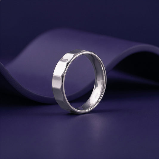 Silver Pure Force Hammered Ring For Him (Size 17)