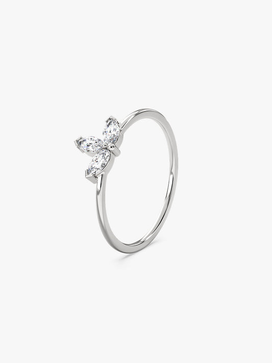 Silver Flora Trine Ring
