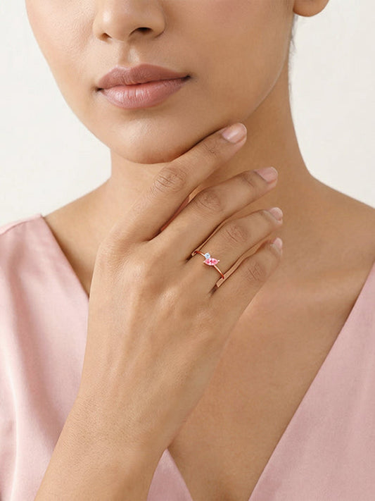 Rose Gold Toi et Moi Ring (Size 12)
