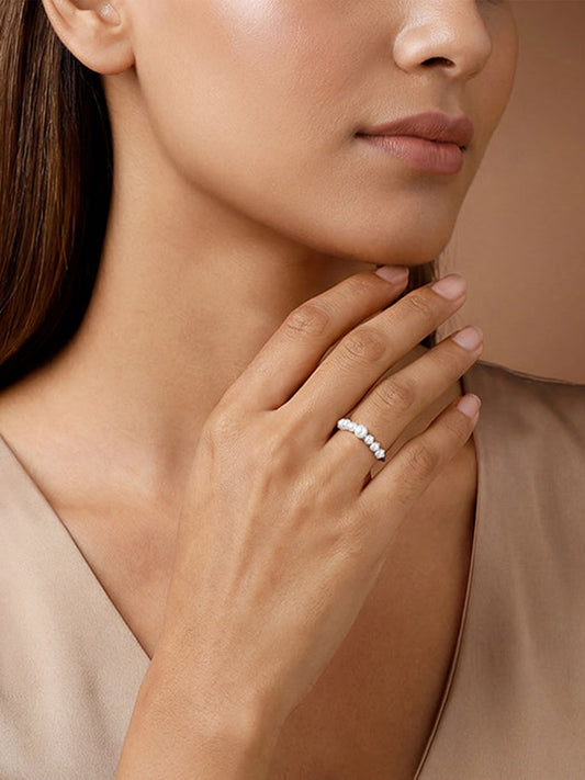 Kriti Sanon Silver Olivia Pearl Ring (Size 12)