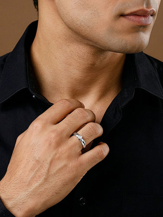 Silver Rhombus Ring For Him (Size 20)
