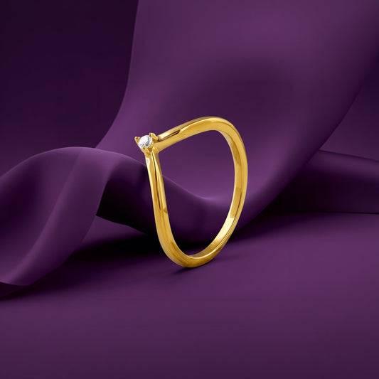 Golden Zircon Chevron Ring (Size 12)