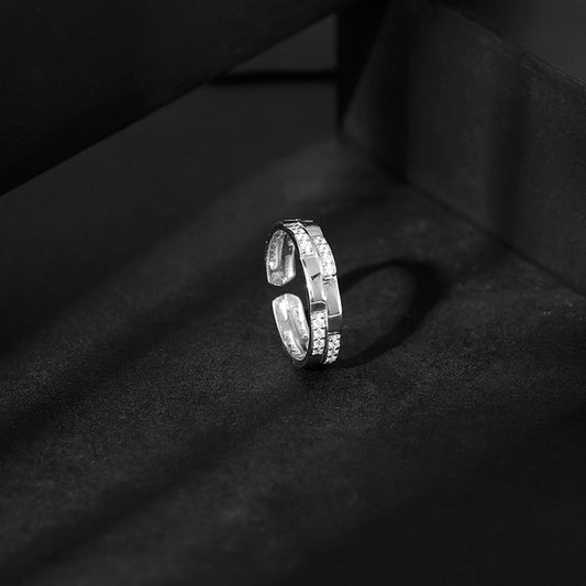 Silver Zircon Sparkle Ring For Him