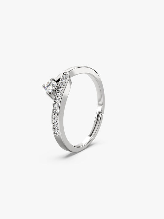 Silver Zircon Embrace Ring