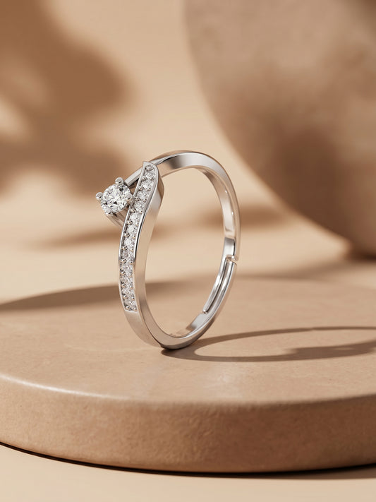 Silver Zircon Embrace Ring