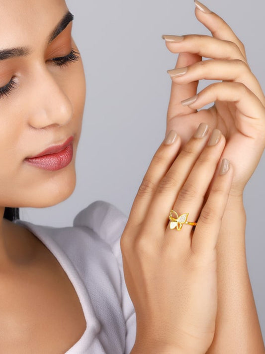 Golden Butterfly Bloom Ring