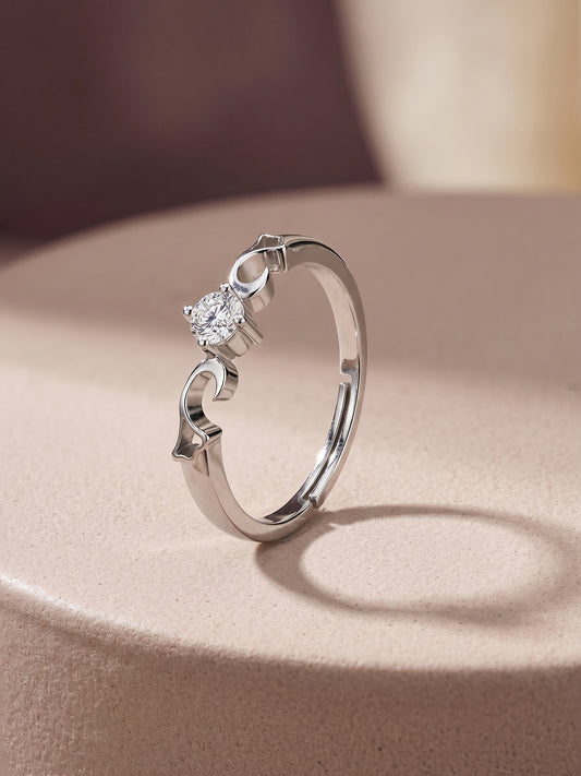 Silver Zircon Beachy Waves Ring