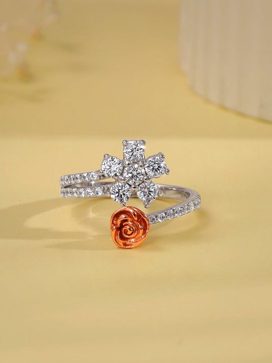 Silver Studded Rose Ring