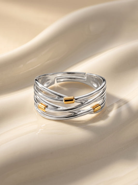 Silver and Golden Weave Ring