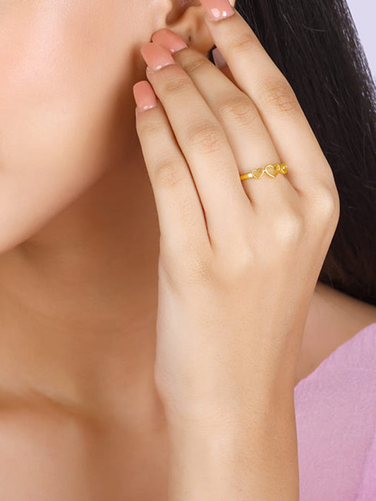 Anushka Sharma Golden Triple Heart Ring