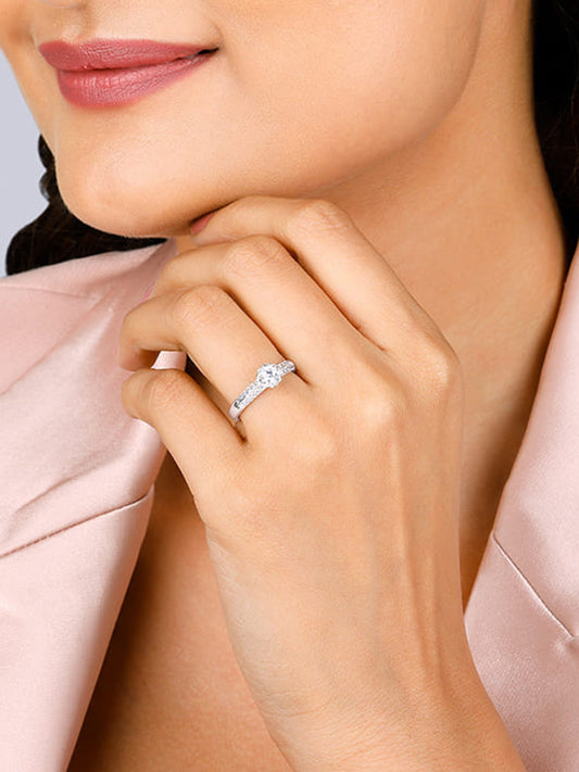 Silver Zircon Studded Grace Ring