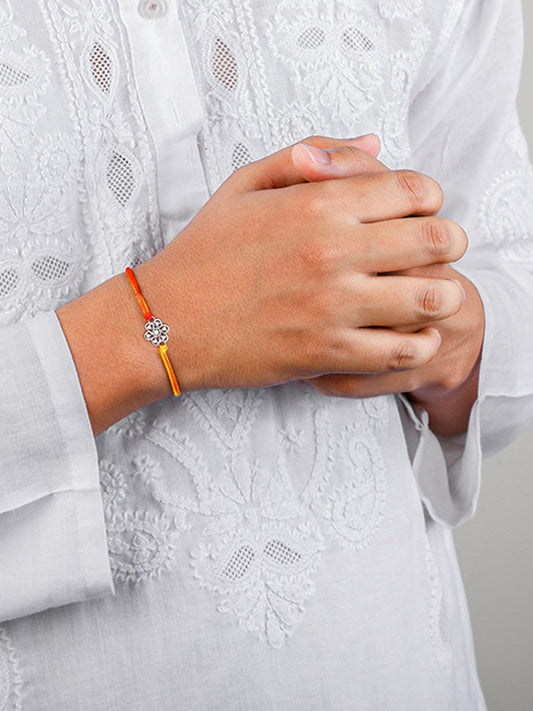 Silver Flowery Rakhi