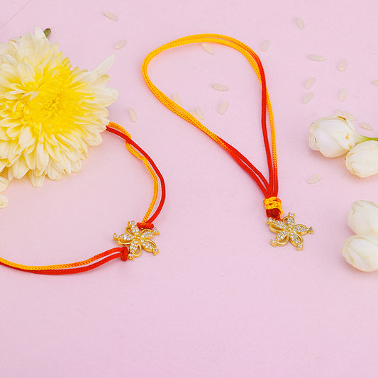 Golden Floral Whispers Finery Bhaiya Bhabhi Rakhis