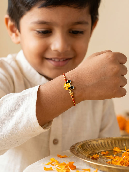 Golden Mickey Mouse Star Kids Rakhi