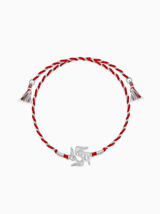 Silver Om and Swastik Rakhi