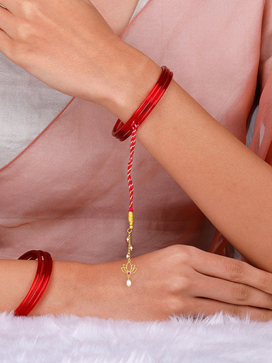 Golden Padma Pearl Lumba Rakhi