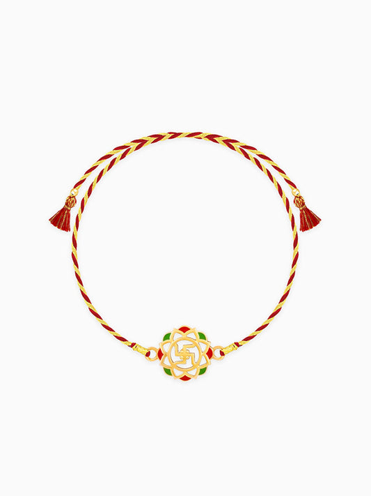 Golden Classic Swastik Rakhi