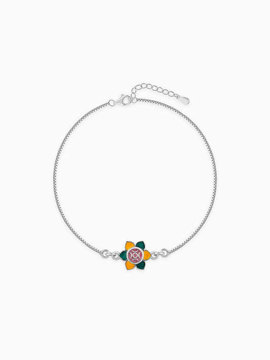 Silver Floral Bracelet Rakhi