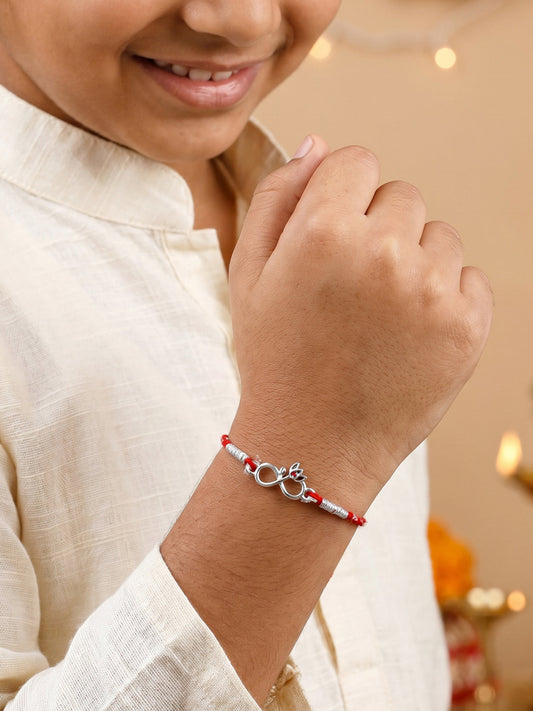 Silver Infinity Lotus Rakhi