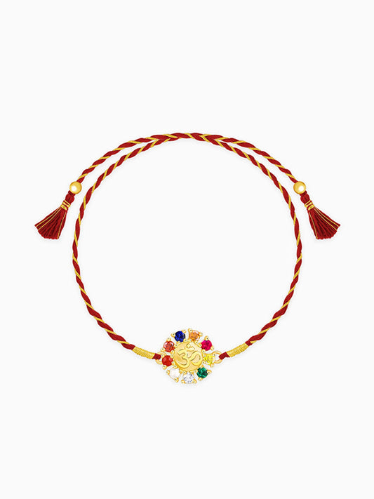 Golden Floral Om Rakhi