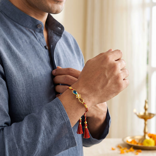 Golden Floral Mayur Rakhi