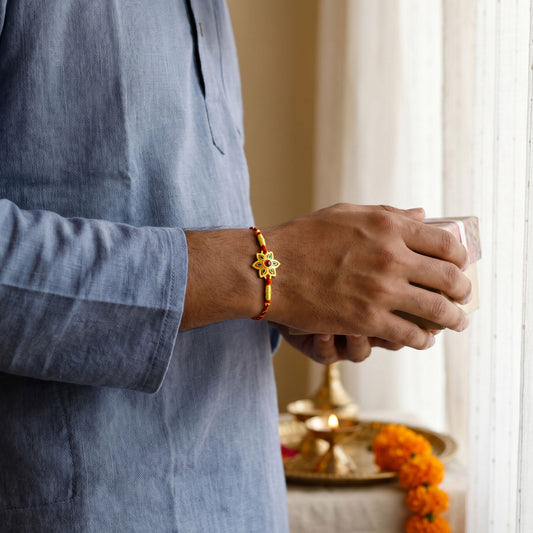 Golden Floral Fortune Rakhi