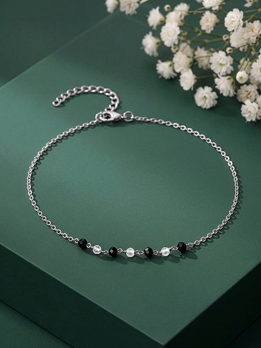 Silver Night Pebble Anklet