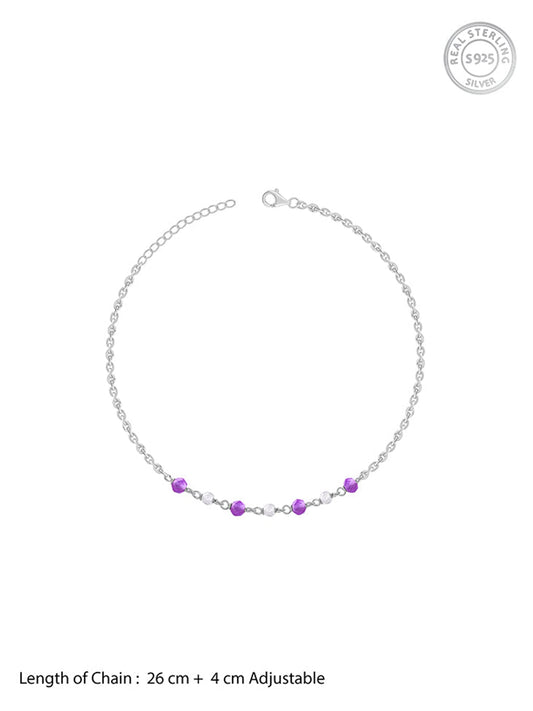 Silver Violet Tide Anklet