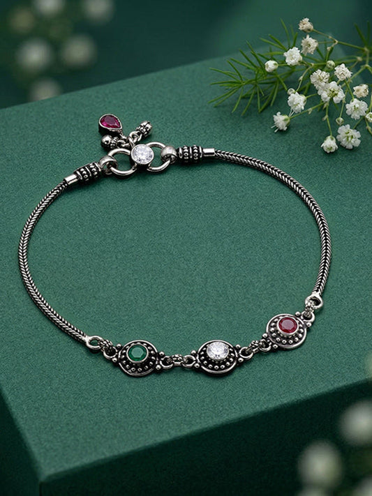 Oxidised Silver Royal Triveni Anklet