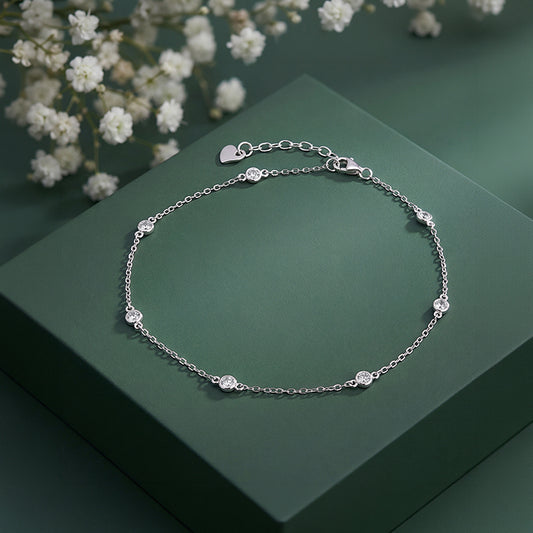 Silver Celestial Love Anklet