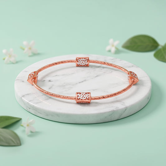 Dual Tone Thalia Silver Bangle Bracelet