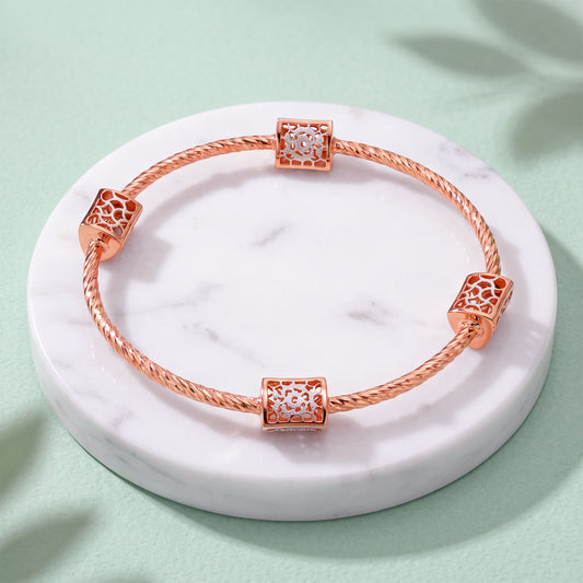 Dual Tone Nestra Silver Bangle Bracelet