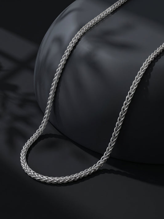 Silver Seneca Wheat Chain For Him