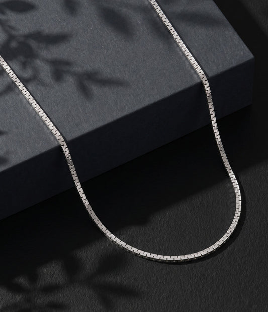 Silver Minimal Box Chain For Him