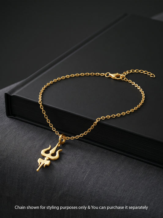 Golden Mahadev Trident Charm For Him