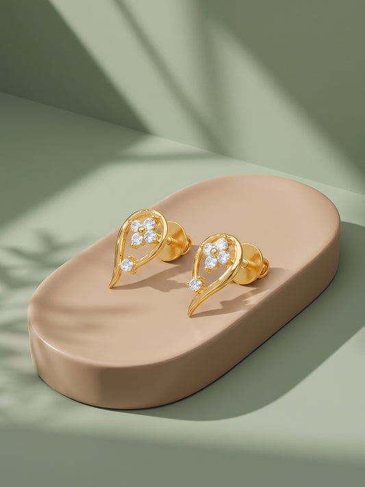 Golden Ember Leaf Studs