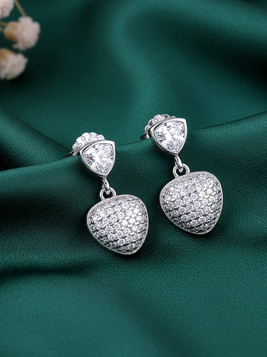Silver Falling Heart Earrings
