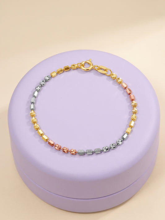 Triple Tone Rainbow Hop Silver Kids Anklet (0 - 2 Year)
