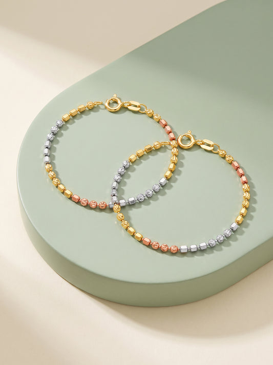 Triple Tone Rainbow Hop Silver Kids Anklets (0 - 2 Years)