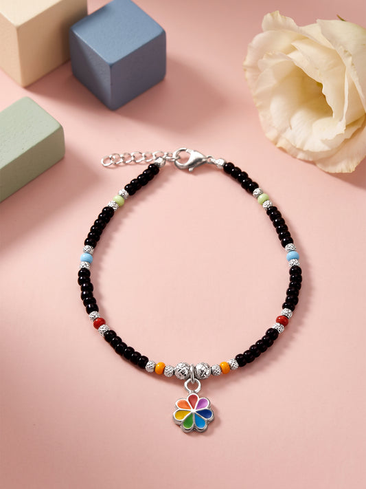 Silver Floral Rainbow Kids Bracelet