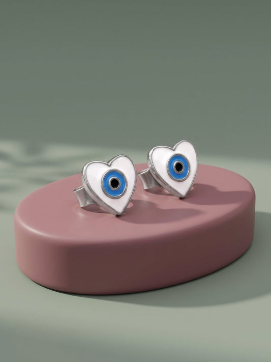 Silver Lovie Evil Eye Kids Earrings