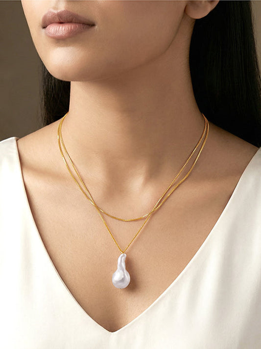 Golden Megan Pearl Necklace