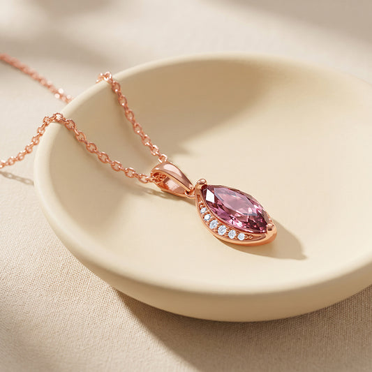 Rose Gold Marquise Grace Pendant With Link Chain