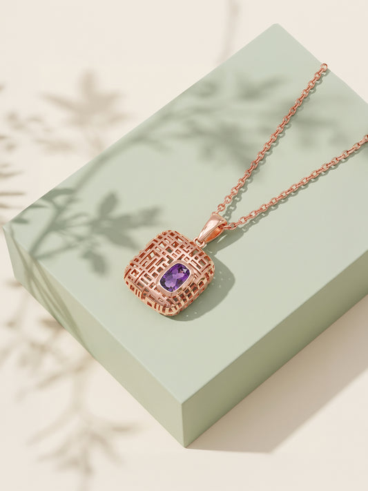 Rose Gold Marcia Pendant With Link Chain