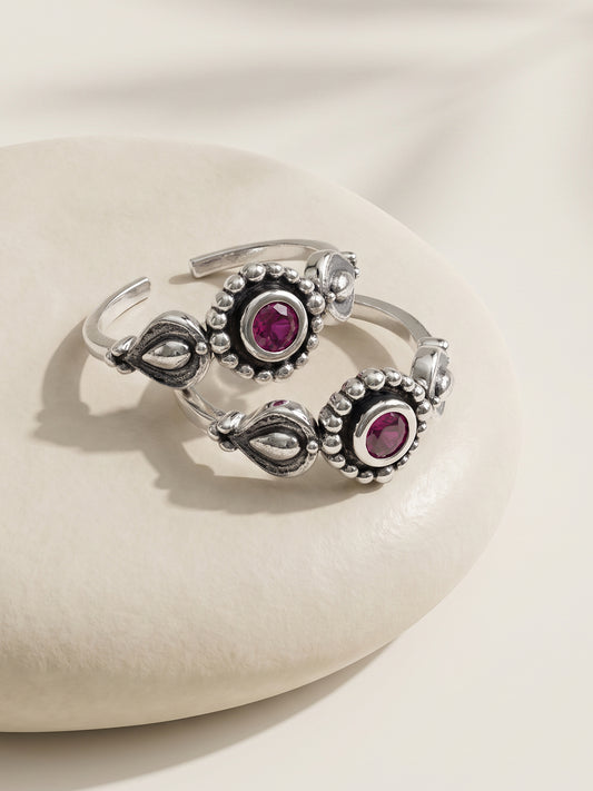Oxidised Silver Bhavana Toe Rings
